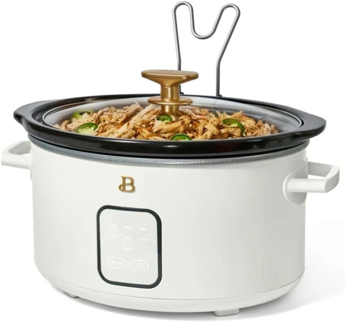 Beautiful 4Qt Slow Cooker with Touch-Activated Display, White Icing by Drew Barrymore