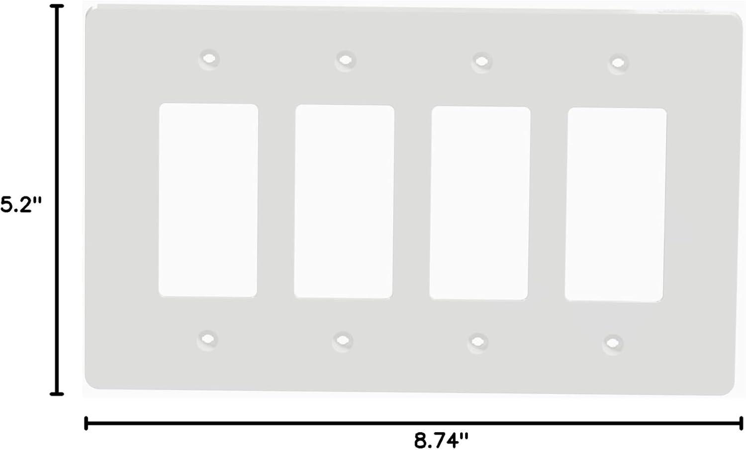 White Smooth 4-Gang Mid-Size Decorator Wall Plate