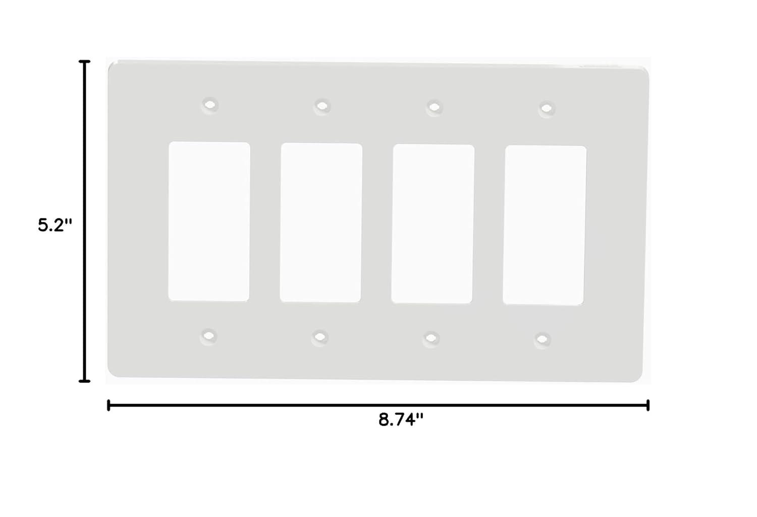 White Smooth 4-Gang Mid-Size Decorator Wall Plate