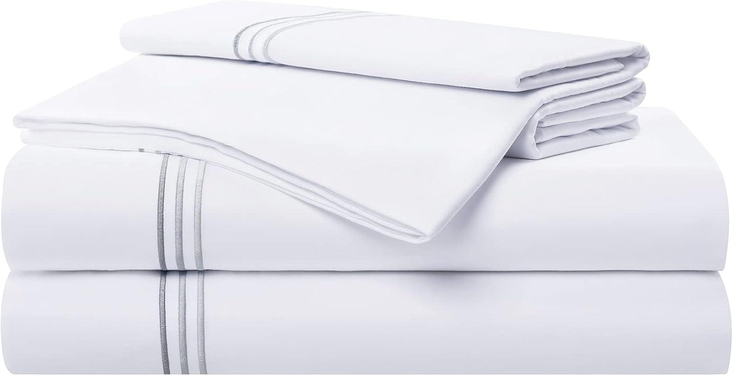 Aston & Arden Sateen Sheet Set (4 Pieces), 2 Pillowcases, 1 Flat Sheet, 1 Fitted Sheet