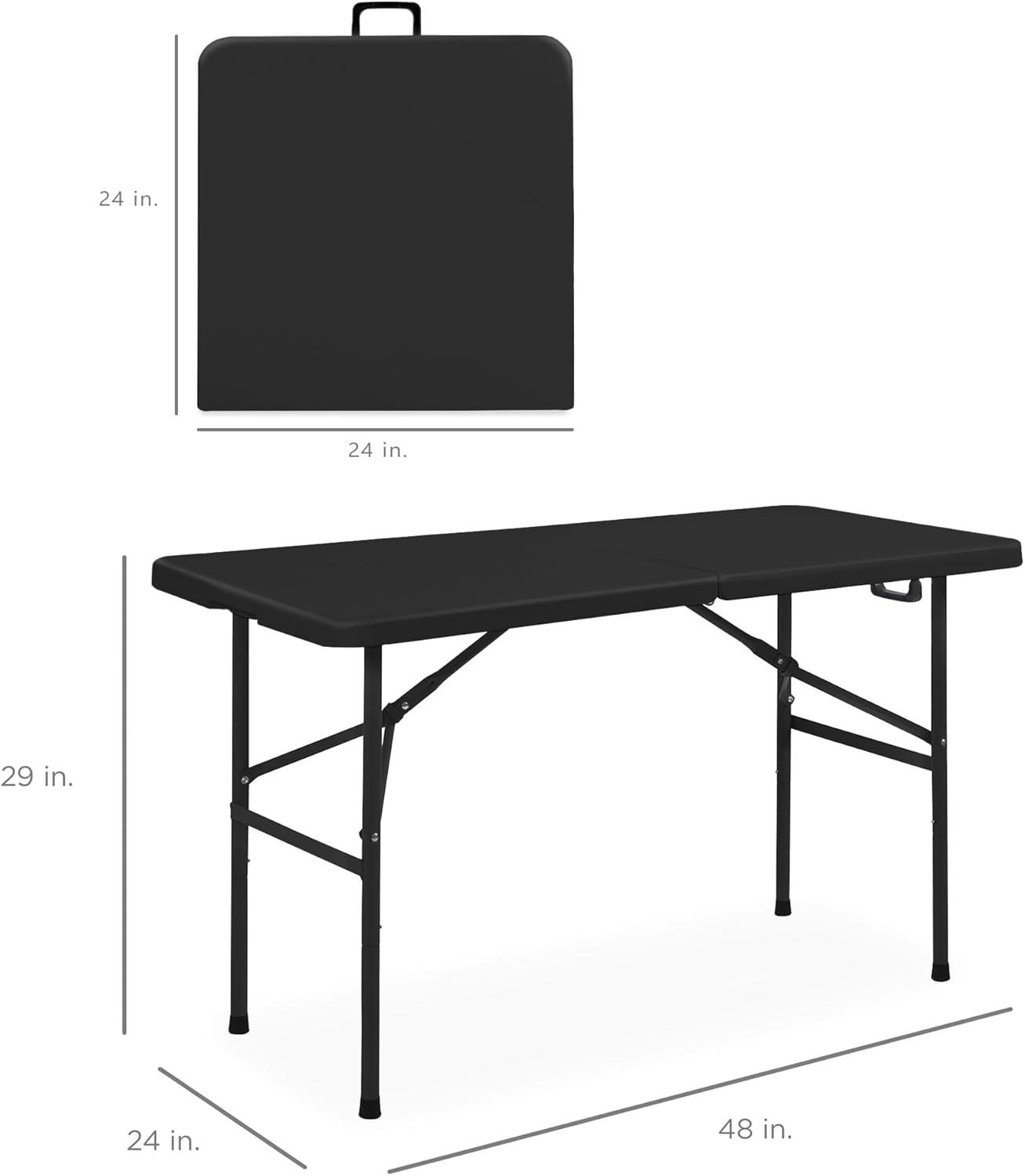 Best Choice Products 4ft Plastic Folding Table, Indoor Outdoor Heavy Duty Portable w/ Handle, Lock for Picnic