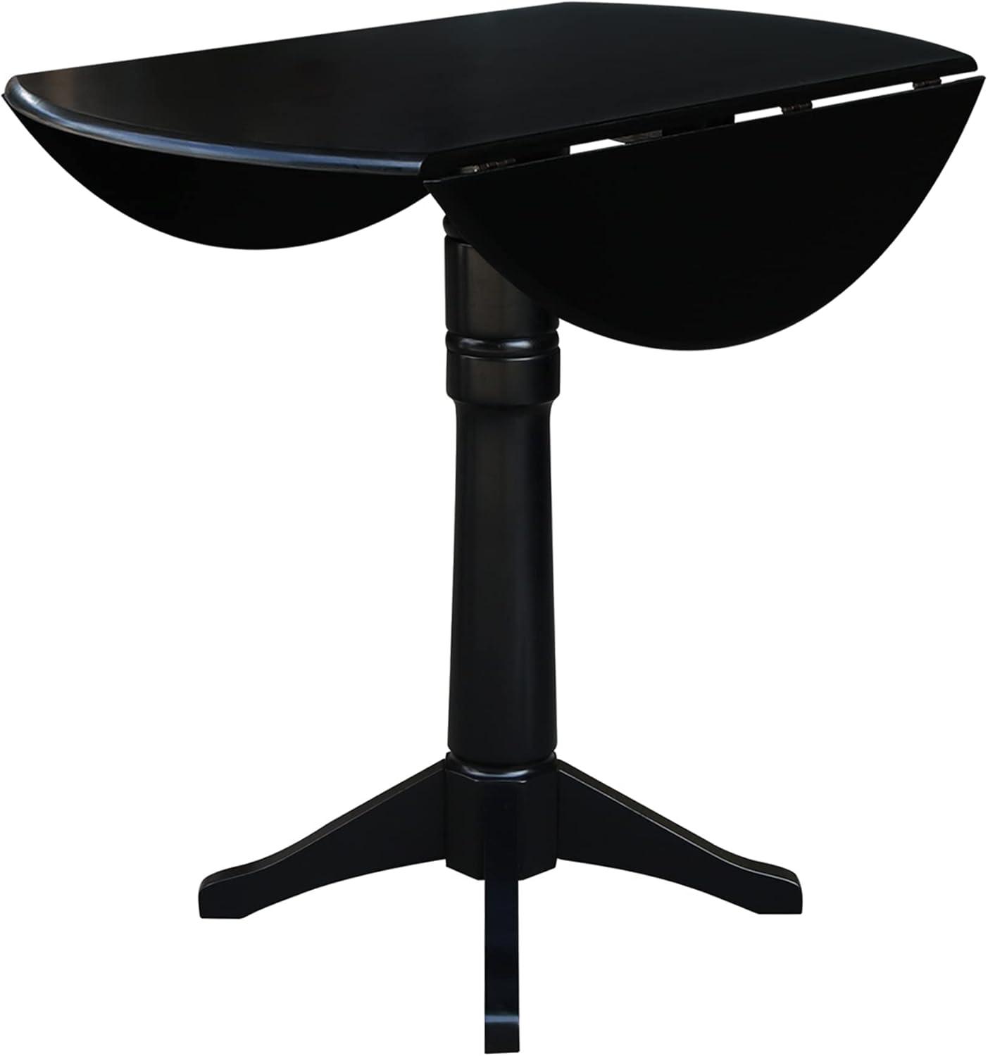 42.3" Sandon Bar Height Round Dual Drop Leaf Dining Table Black - International Concepts