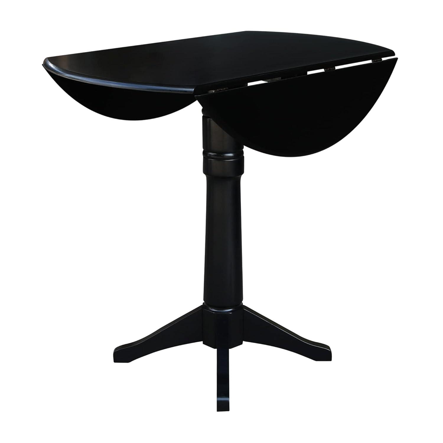 42.3" Sandon Bar Height Round Dual Drop Leaf Dining Table Black - International Concepts