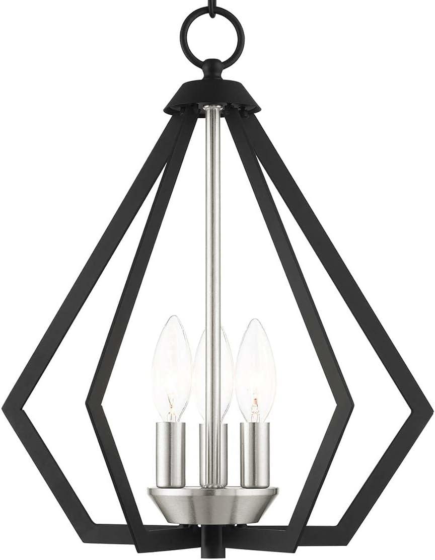 Prism 3-Light Black Brushed Nickel Mini Chandelier for Indoor/Outdoor