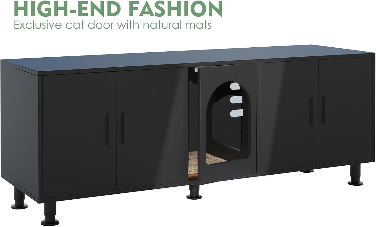 Tucker Murphy Pet™ Litter Box Enclosure for 2 Cats, Cat Litter Box Enclosure Furniture with Double Room