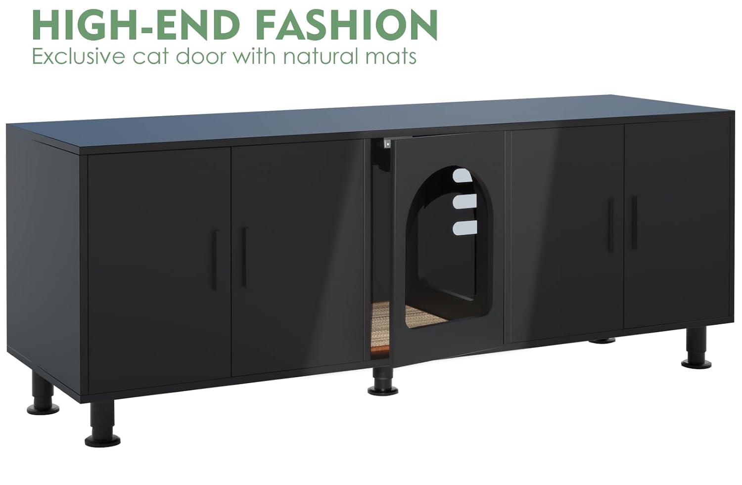 Tucker Murphy Pet™ Litter Box Enclosure for 2 Cats, Cat Litter Box Enclosure Furniture with Double Room