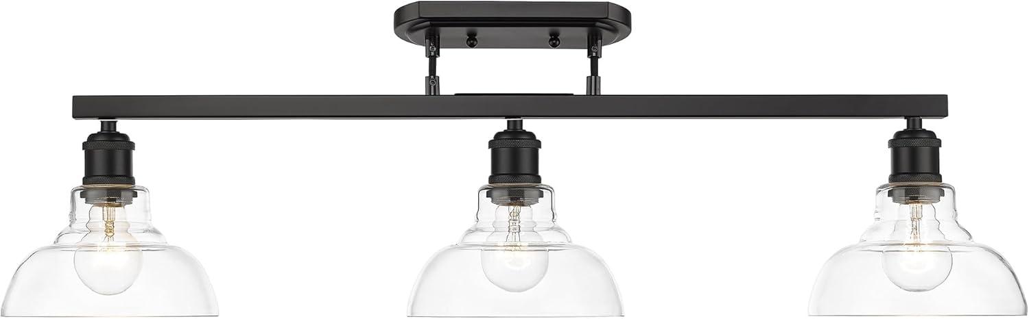 Golden Lighting Carver 3-Light Semi-flush in Matte Black with Clear Glass