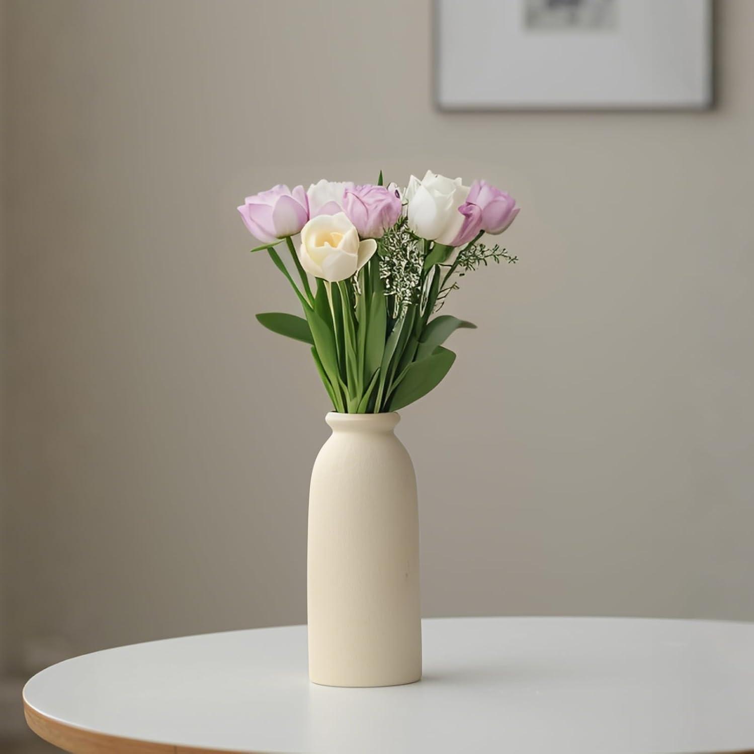 Latitude Run® Set Of 3 Multicolor Ceramic Vases For Home Decor, Farmhouse Style Centerpieces For Living Room, Table, Fireplace, Or Entryway (Blue Mix)