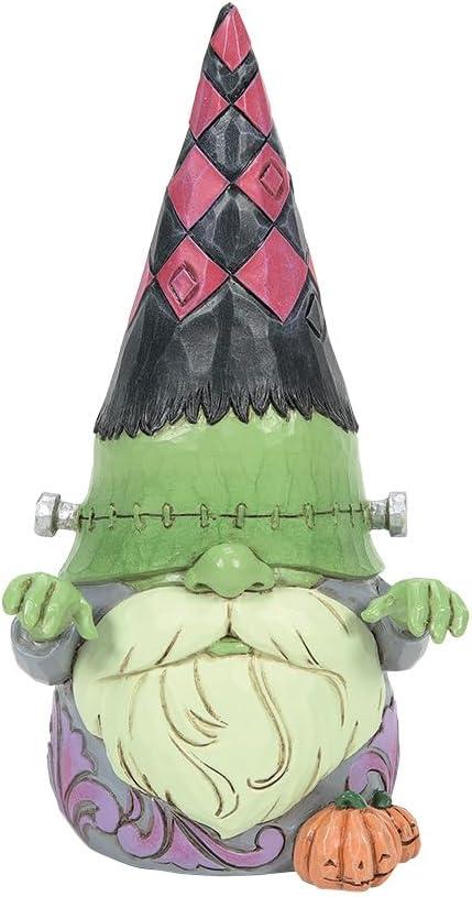 Jim Shore 6.5 Inch It's Not Easy Being Green Gnome Frankenstein Pumpkins Gnome Figurines