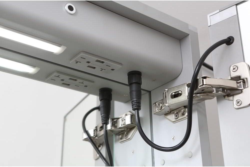 AQUADOM Signature Royale LED Medicine Cabinet, Defogger, LED 3X Makeup Mirror, Electrical Outlets