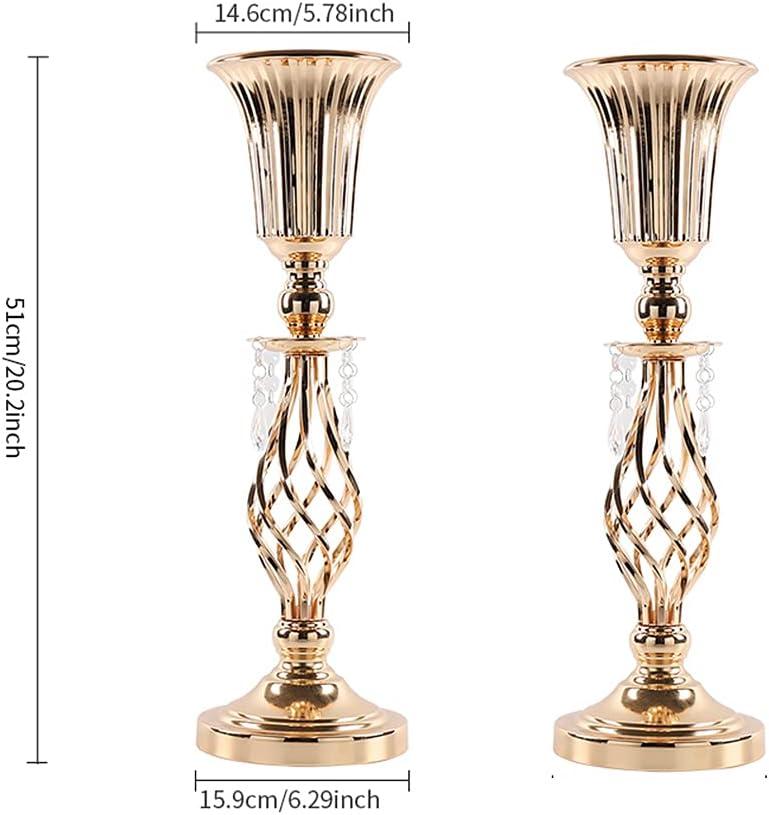 20.2in gold centerpieces for table wedding, 2Pcs wedding flower stand centerpieces for tables, Tall Metal Flower Vase Centerpieces for Party Events Birthday Home Decoration