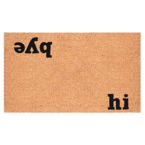 Rectangular Coir Welcome Mat for Indoor/Outdoor Use - 'Hi Bye'