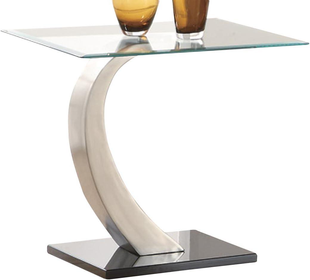 Coaster Pruitt Modern Glass Top End Table Clear/Satin