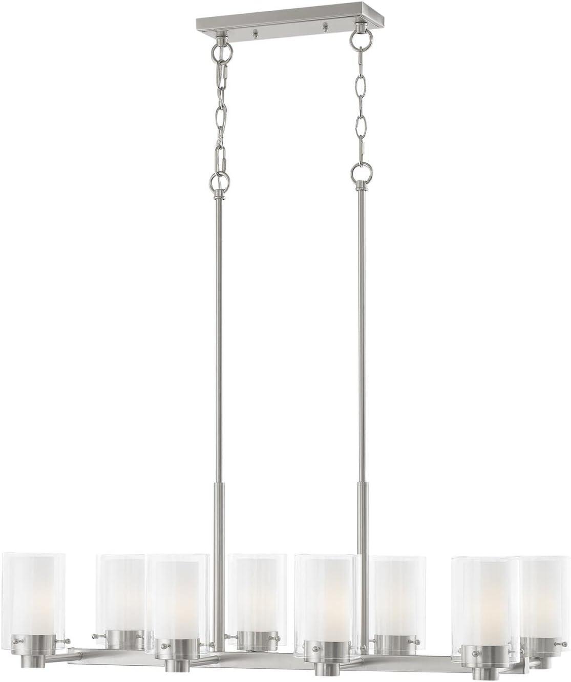 Manhattan Contemporary 8-Light Linear Chandelier in Brushed Nickel