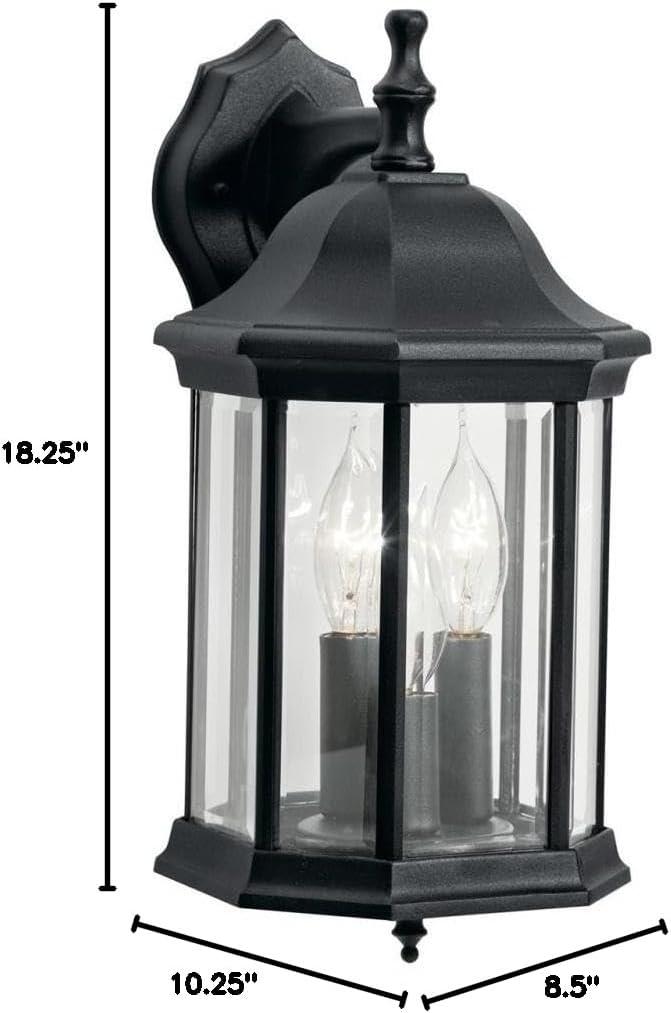 Chesapeake 14.75" 3 Light Outdoor Wall Light with Clear Beveled Glass in Black