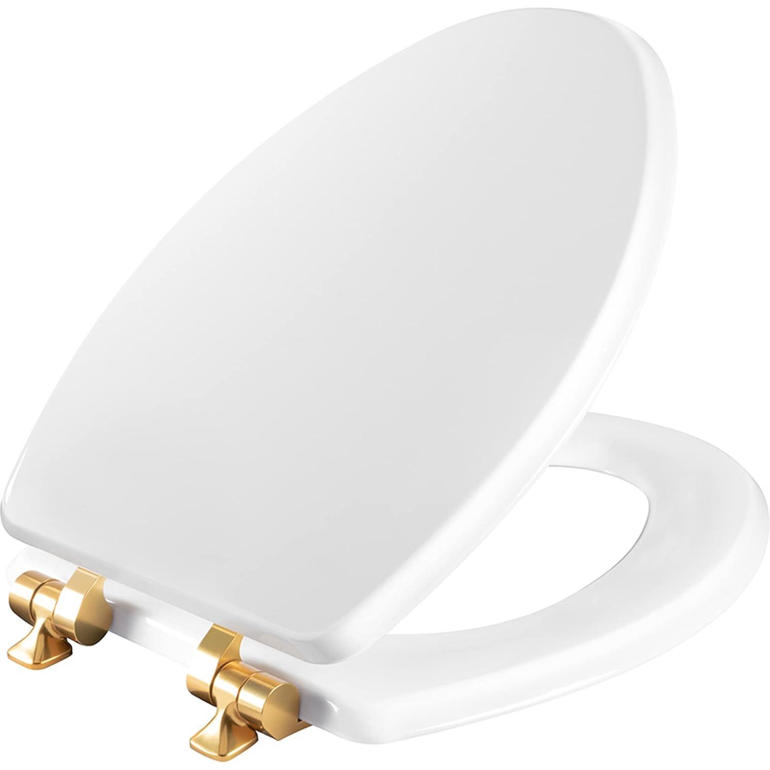 Mayfair by Bemis 7M1826BGSL 000 Bennett Toilet Seat with Metal Hinges, Slow Close Wood Seat, Easy Install, Elongated, White
