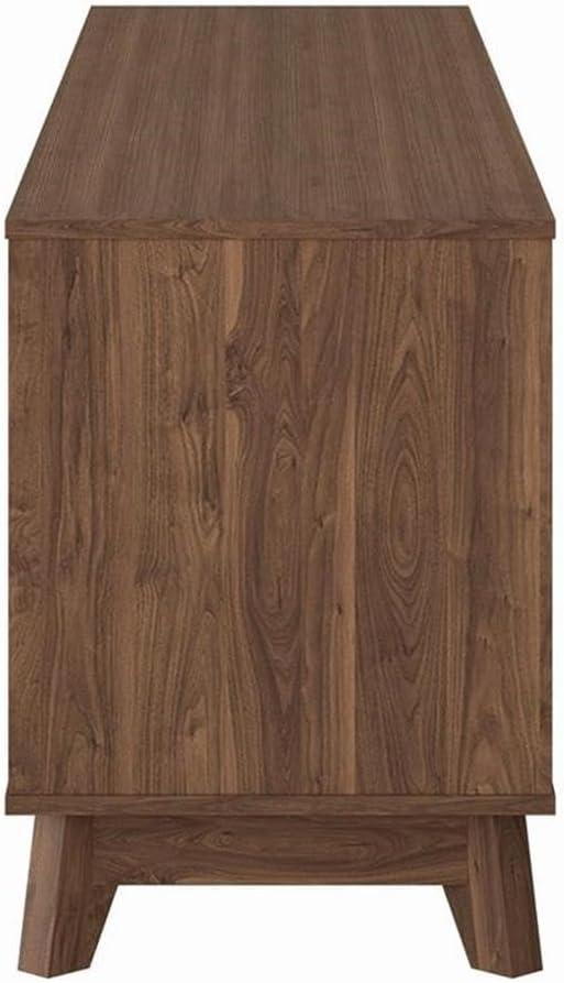 Hollywood Wood Grain TV Stand for TVs up to 85" with Drawers Brown - CorLiving: Mid-Century Modern Media Console