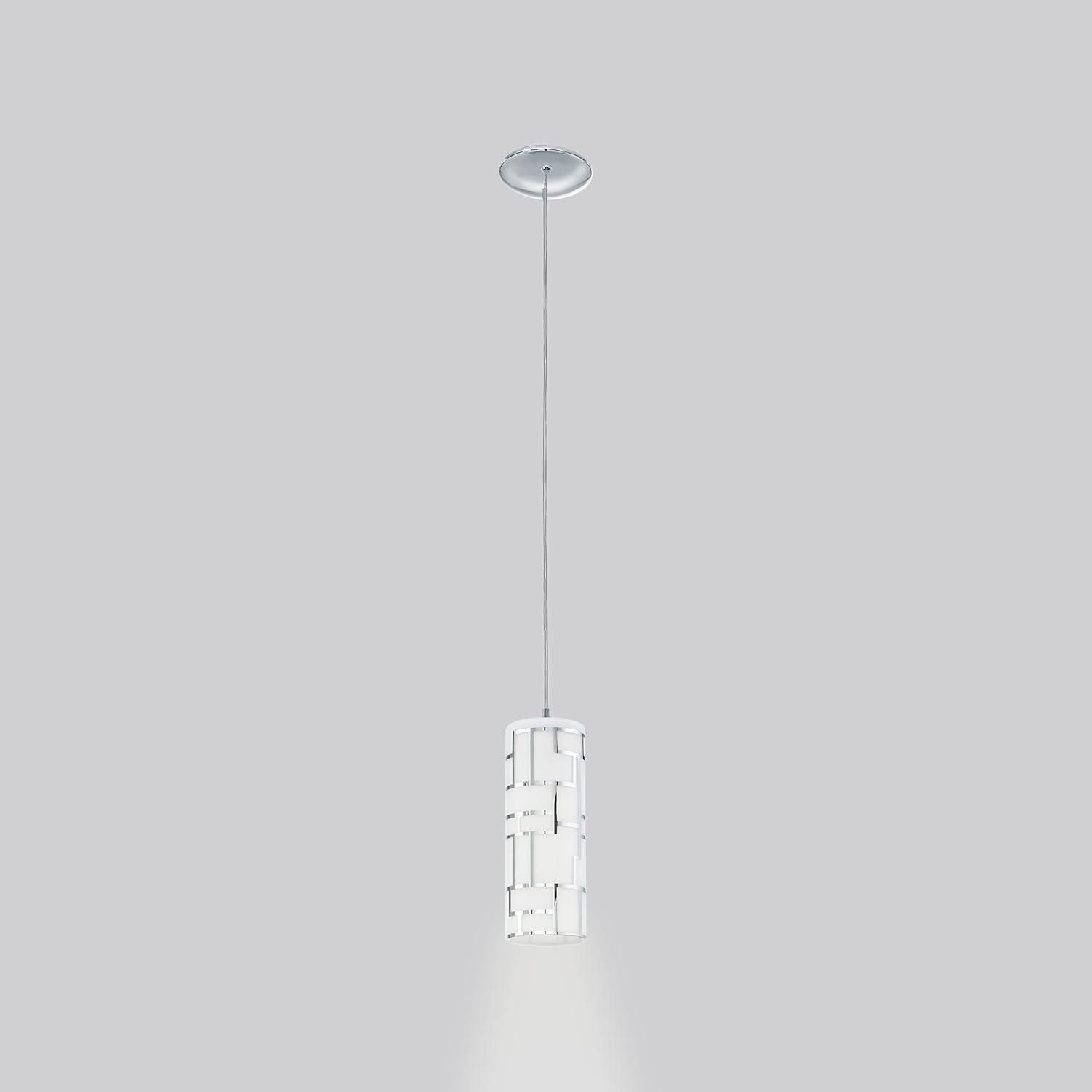 Eglo Lighting - Bayman - One Light Mini Pendant-Chrome Finish-White Glass Color