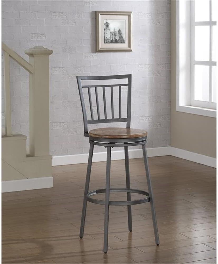 Stockton 25" Metal Swivel Stool - Slate Grey - Golden Oak Seat