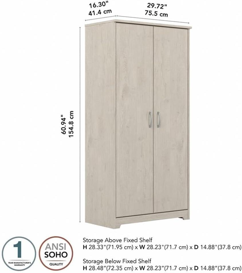 Bush Furniture Cabot Tall Bathroom Cabinet in Linen White Oak - Engineered Wood