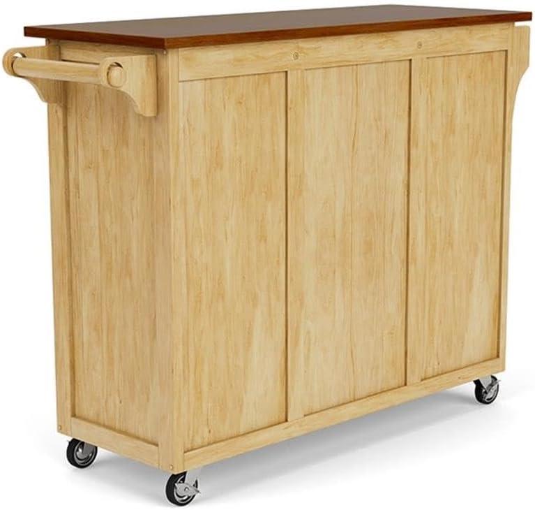 Homestyles Create-a-Cart Solid Wood Kitchen Cart in Natural with Cherry Top