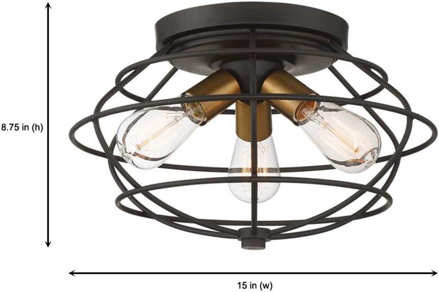 Vintage Bronze Geometric Flush Mount Ceiling Light