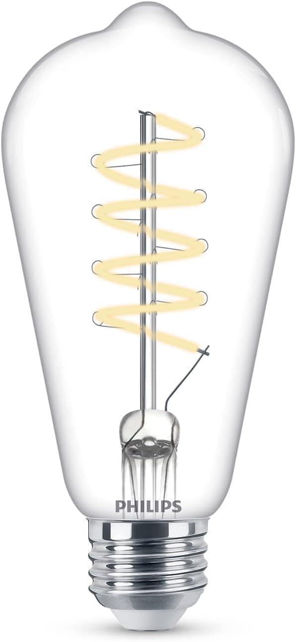 Philips LED 60-Watt ST19 Straight Tubular Filament Lightbulb, Clear Bright White, Dimmable, E26 Medium Base (1-Pack):