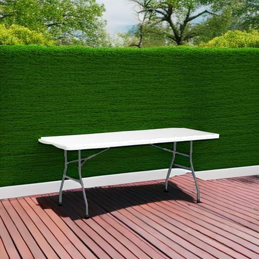 Folding Table 6 Foot,  Heavy-Duty, Portable Plastic Construction with Carrying Handle – Perfect for Picnics, Parties, and Office Indoor Outdoor Use, White