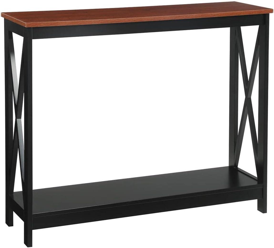 Convenience Concepts Oxford Console Table in Cherry and Black Wood Finish