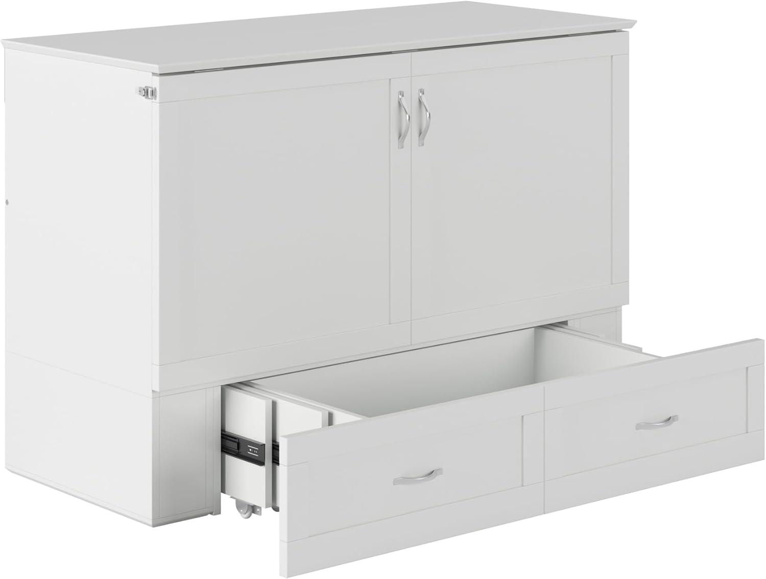 AFI Hamilton Full Solid Wood Murphy Bed Chest with Built-In Charger in White