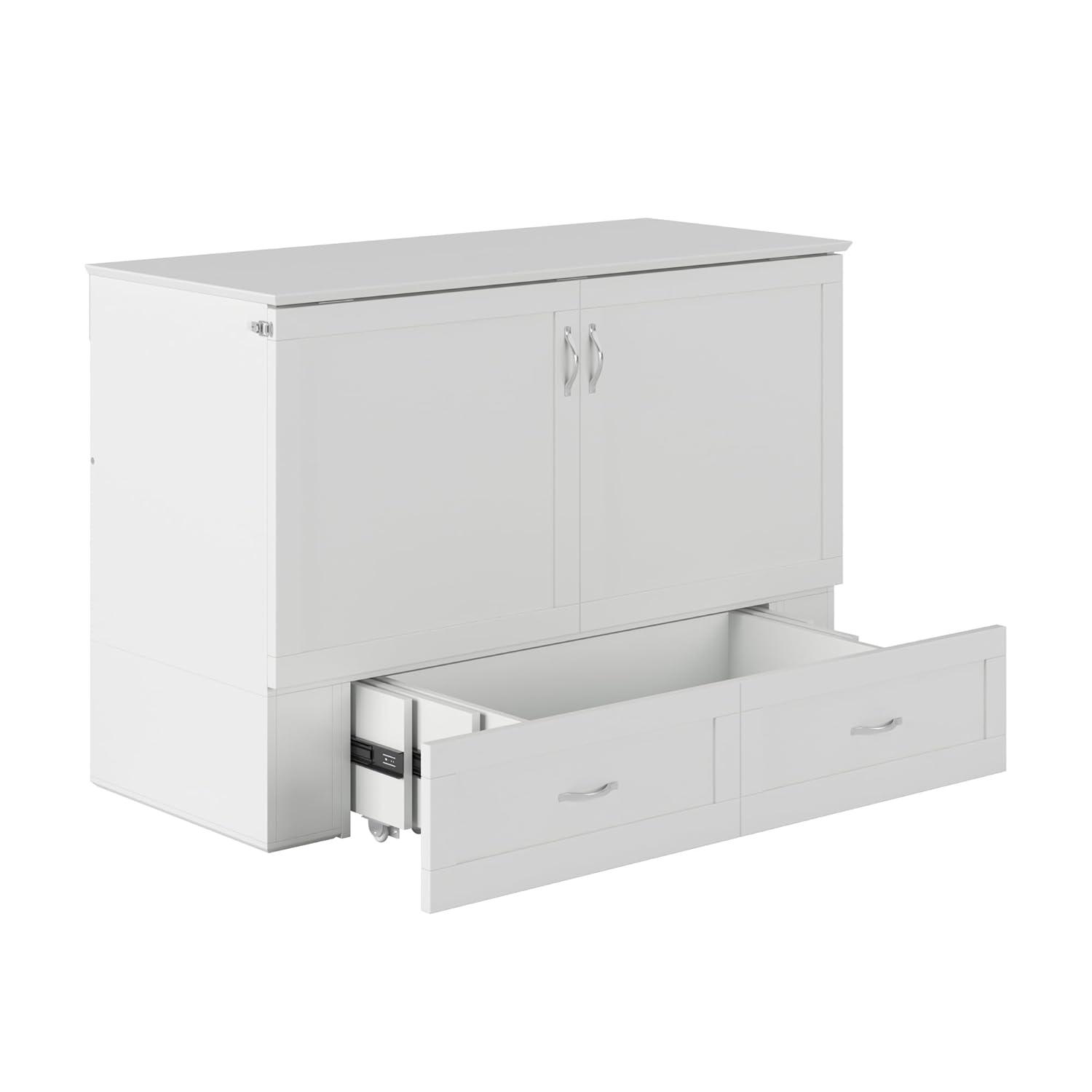 AFI Hamilton Full Solid Wood Murphy Bed Chest with Built-In Charger in White