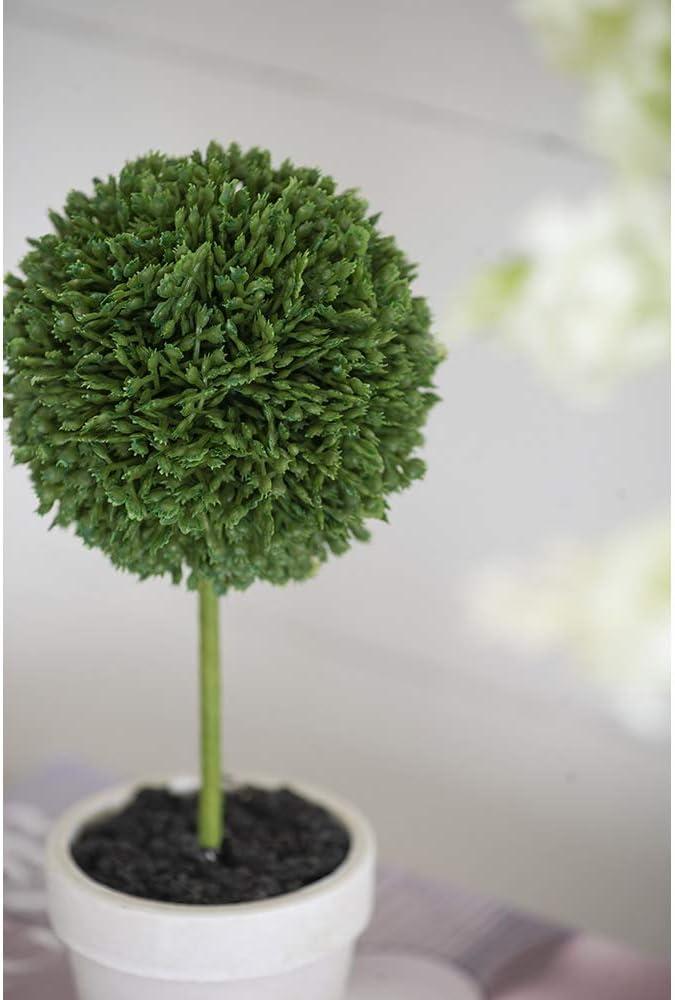 A&B Home Artificial Plants - Artificial Boxwood Topiary Tree, Artificial Ball Shaped Tree w/White Pulp Pot for Home Décor Indoor,Set of 3 Faux Tabletop Plant, 11" x 4" x 10"