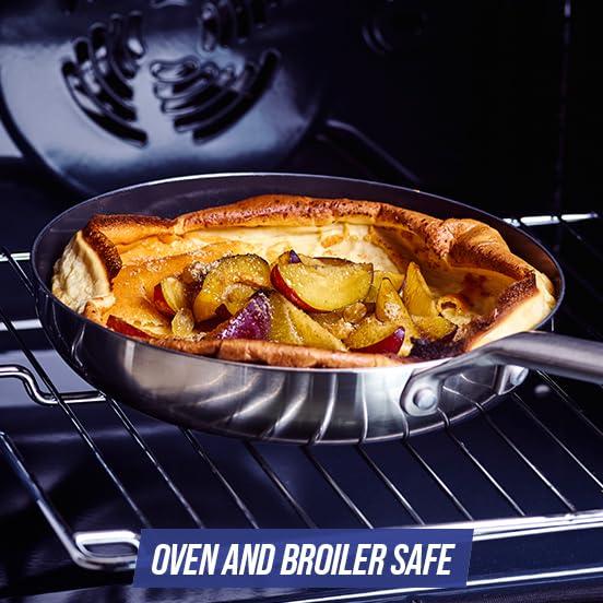 Blue Diamond Blue Diamond Cookware Tri-Ply Stainless Steel Ceramic Nonstick, 2.5QT Chef Saute Pan With Lid, PFAS-Free, Multi Clad, Induction, Dishwasher Safe, Oven Safe, Silver
