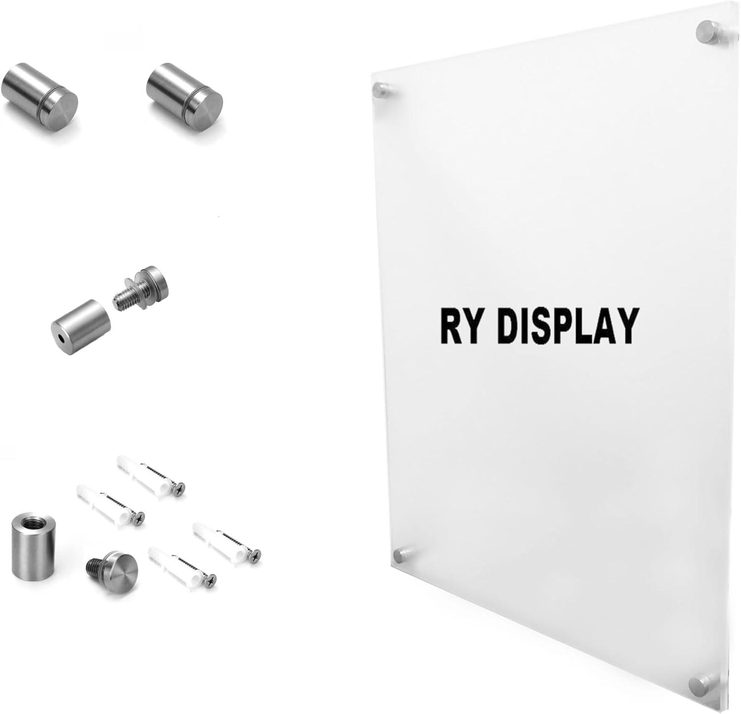 11x14 Floating Acrylic Picture Frame with Chrome Standoff Double Panel Wall Mount Photo Frame for Picture Up to inches (11x14)