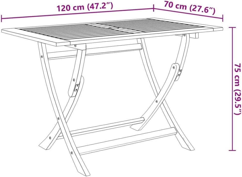 vidaXL Acacia Wood Folding Patio Table - Modern Outdoor Terrace/Patio Dining Table, Easy to Clean, Weather-Resistant, Brown