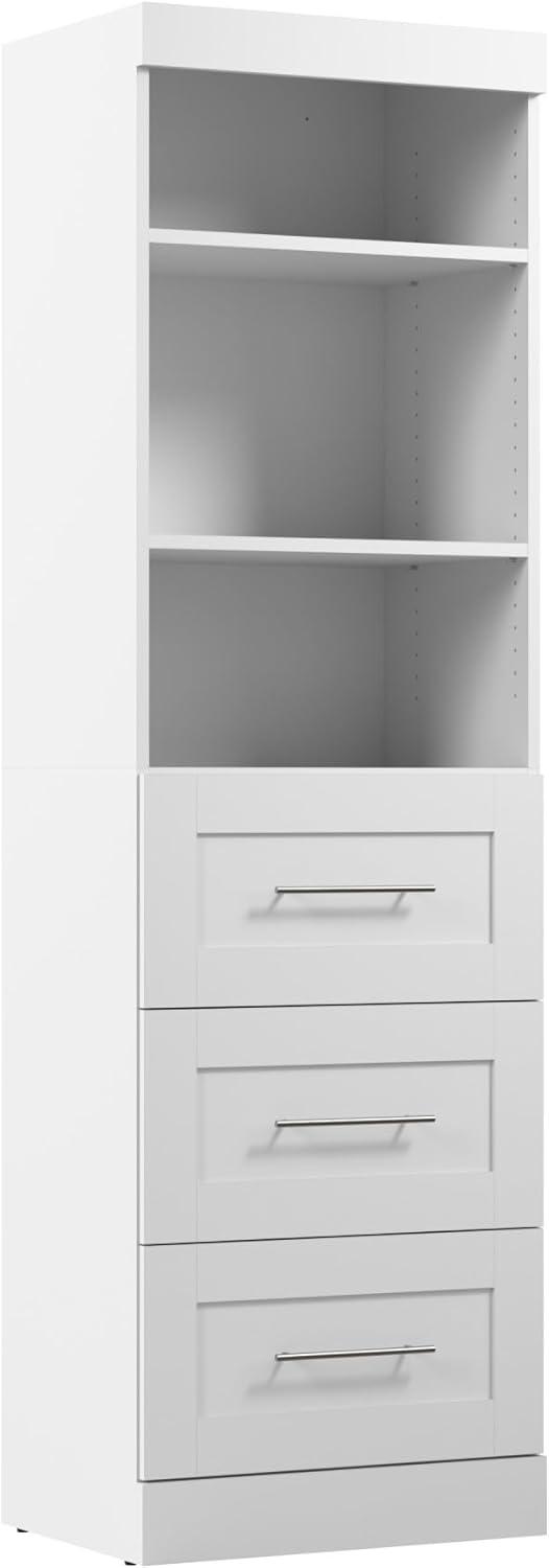 Bestar Pur 25" 3 Drawer Wood Closet Storage Unit in White