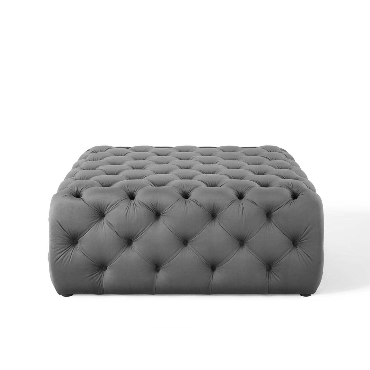 Modway Amour Tufted Button Round Performance Velvet Ottoman
