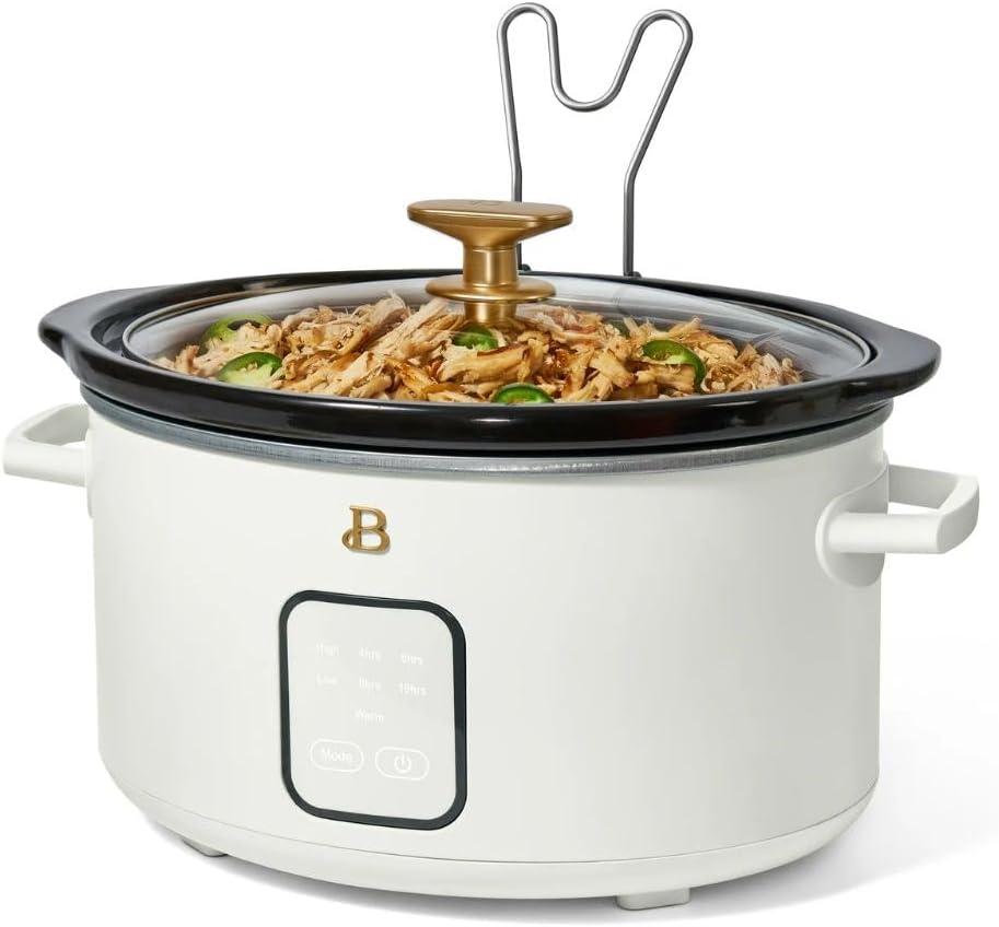 Beautiful 4Qt Slow Cooker with Touch-Activated Display, White Icing by Drew Barrymore