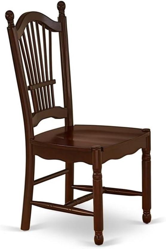 East West Furniture Dover 11" Wood Dining Chairs in Mahogany (Set of 2)