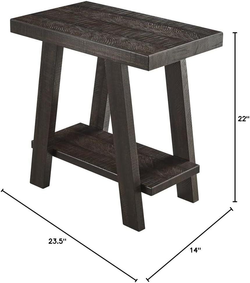 Roundhill Furniture Athens Wood Shelf End Table in Weathered Espresso