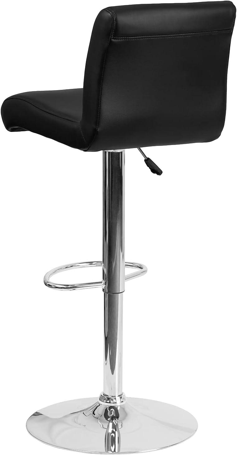 Adjustable Black Vinyl and Chrome Swivel Barstool