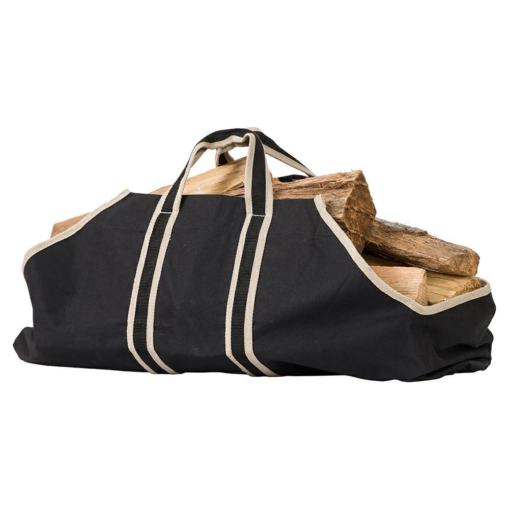 Modern Ember Modern Ember Black Log Carrier Bag - Lightweight Waxed Canvas with Nylon Webbing Handles