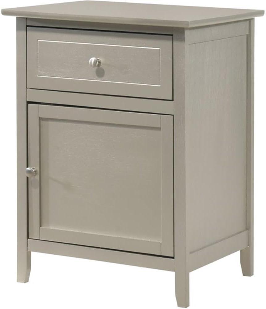 Glory Furniture Izzy Solid Wood 1-Drawer/1-Door Nightstand in Silver Champagne