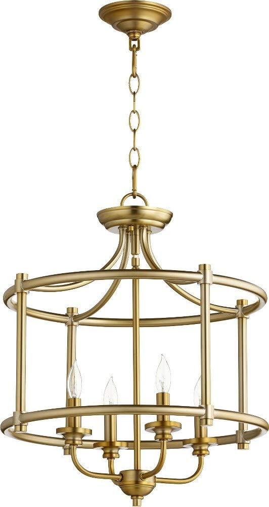 Rossington Aged Brass 4-Light Drum Pendant