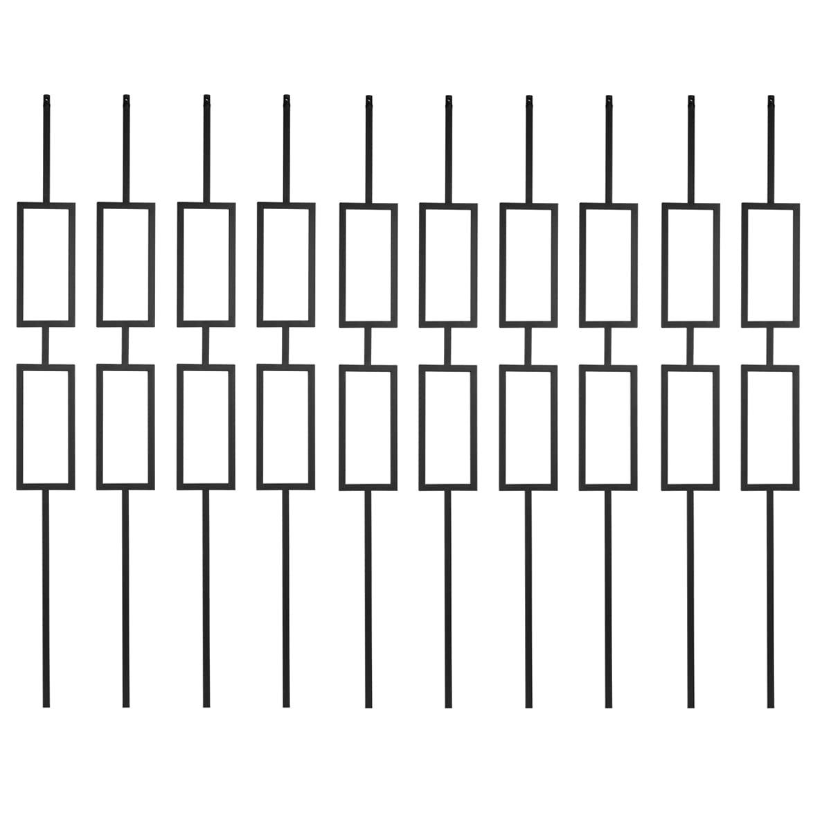 Wrought Iron Railings - Set Of 10 Deck Railings - 1/2 Inch Hollow Iron Lintel