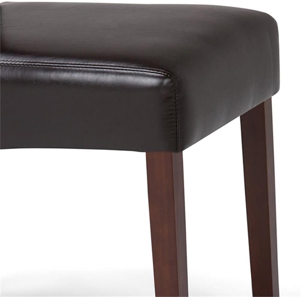 Simpli Home Avalon Transitional Deluxe Parson Dining Chair (Set of 2) in Tanners Brown Faux Leather