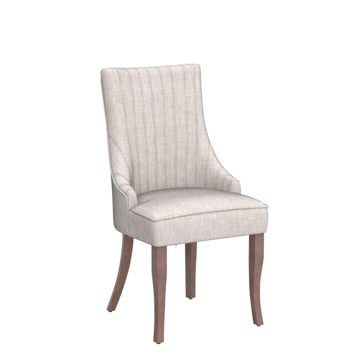 mikibama Linen Dining Chairs Set of 4 Channel Tufted Kitchen Dinner Chair Comfy Fabric Upholstered Accent Chair for Dining Room with Solid Wood Legs (Brown 4pc)