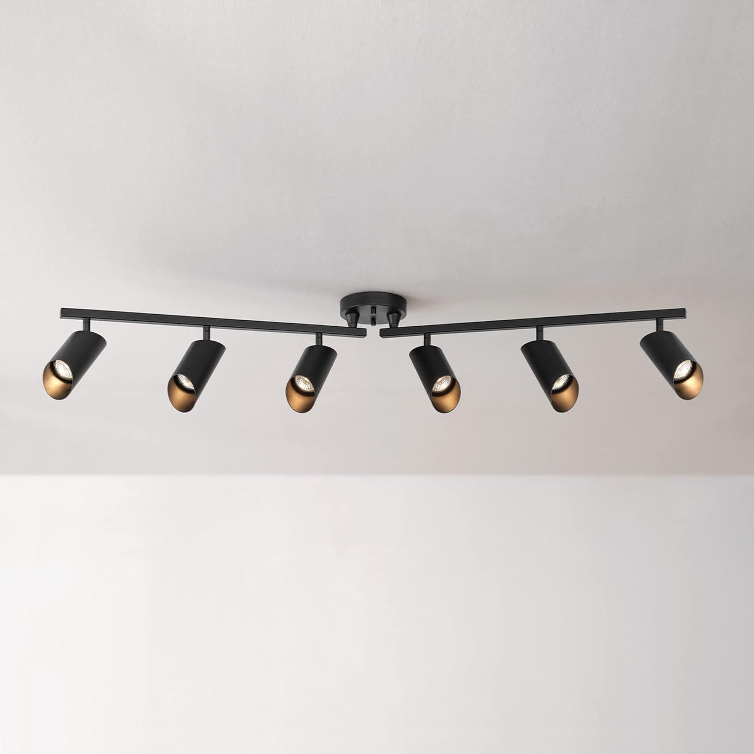 Modern 3.8 ft. Matte Black Foldable Hard Wired Indoor Track Lighting Kit with Adjustable Step Heads