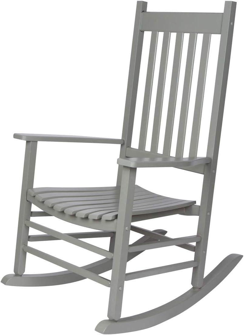 Shine Company Traditional Hardwood Indoor/Outdoor Patio Porch Rocker in Gray