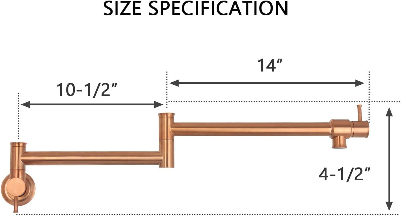 Akicon Pot Filler Kitchen Faucet Wall Mount Copper Brushed